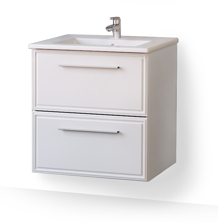Raval Quadro 60 тумба Qua.01.60/P/W с раковиной QDR60SLWB01 подвесная