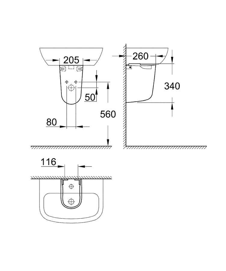 Grohe Bau Ceramic 39426000 полупьедестал для раковины альпин-белый