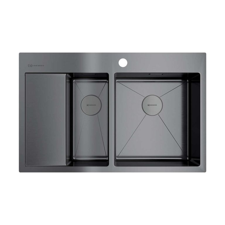 Omoikiri AKISAME 78-2R мойка кухонная вороненая сталь 4973102