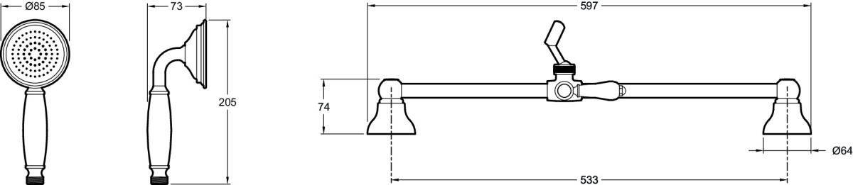 Jacob Delafon Louise E24364-CP Комплект для душа со штангой
