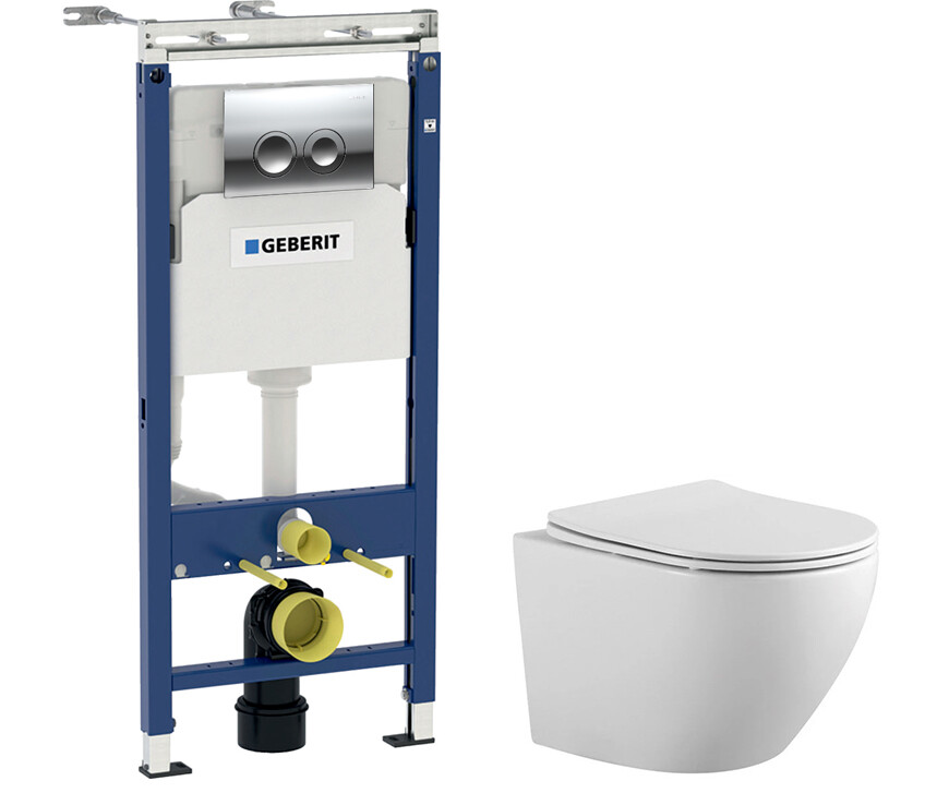 Комплект 5 в 1 Aquatek Geberit Set Европа Хром унитаз + инсталляция + крышка