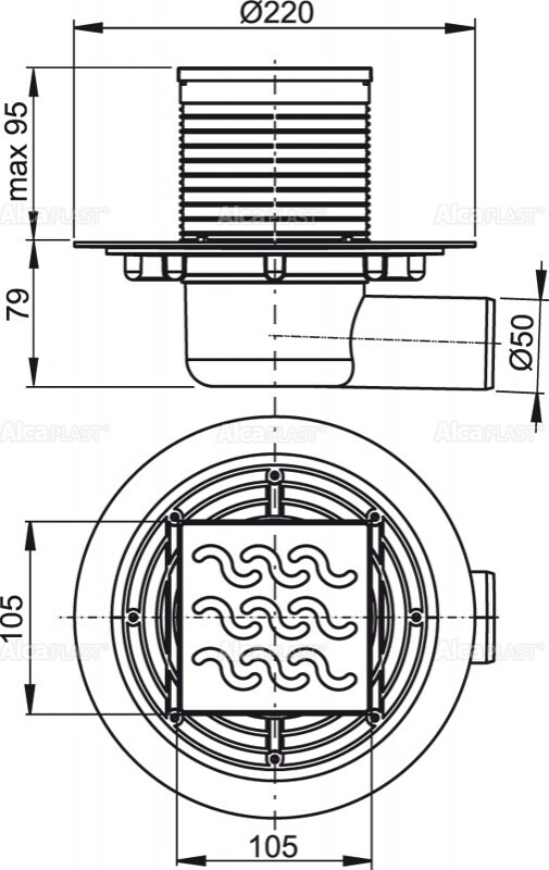 Alca Plast APV102 Душевой трап 105*105 мм