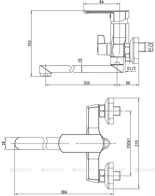 Aquanet Cinetic AF120-21С смеситель для ванны хром