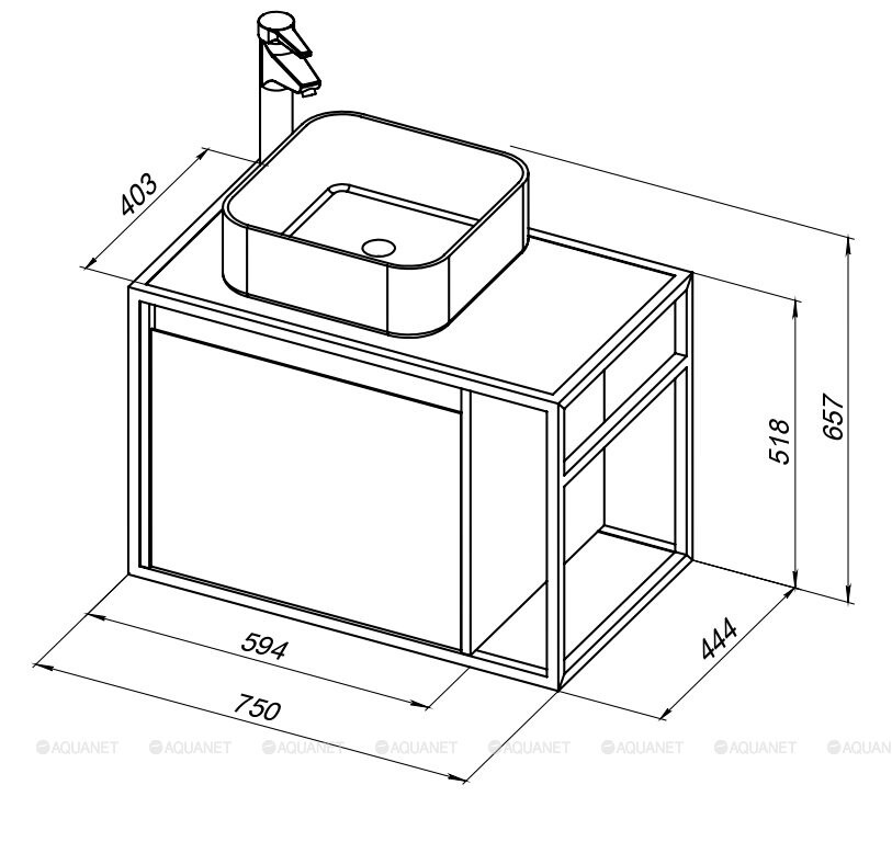 Aquanet Nova Lite Loft 75 L тумба под раковину подвесная дуб рустикальный 00261658