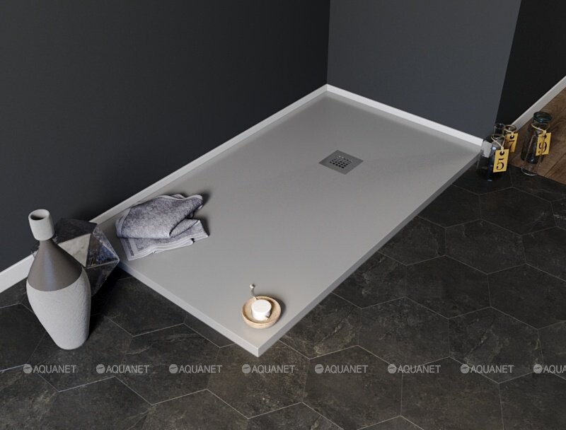 Aquanet Pleasure 160*90*3 душевой поддон литьевой мрамор серый