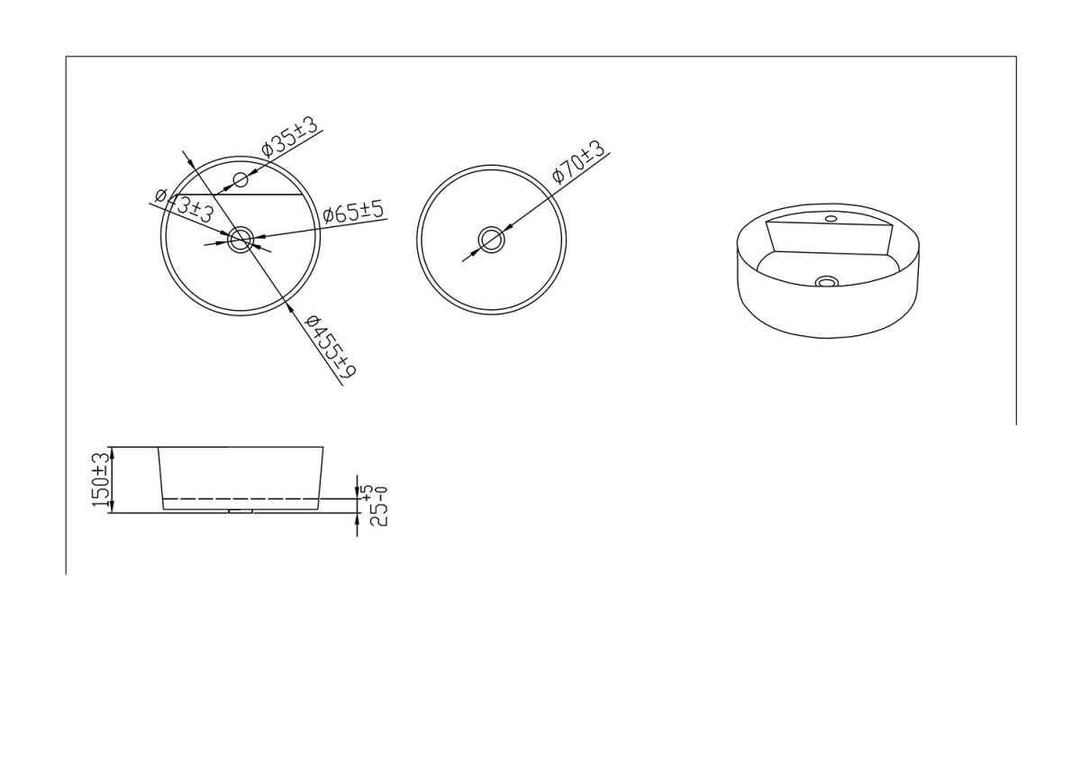 Bravat Affability C22284W-1-ENG раковина накладная 459*150 мм