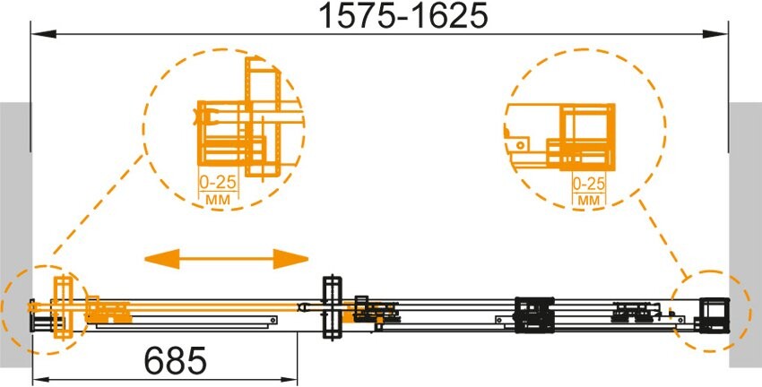 Cezares DUET SOFT-BF-1-160-C-Cr душевые двери 160*195