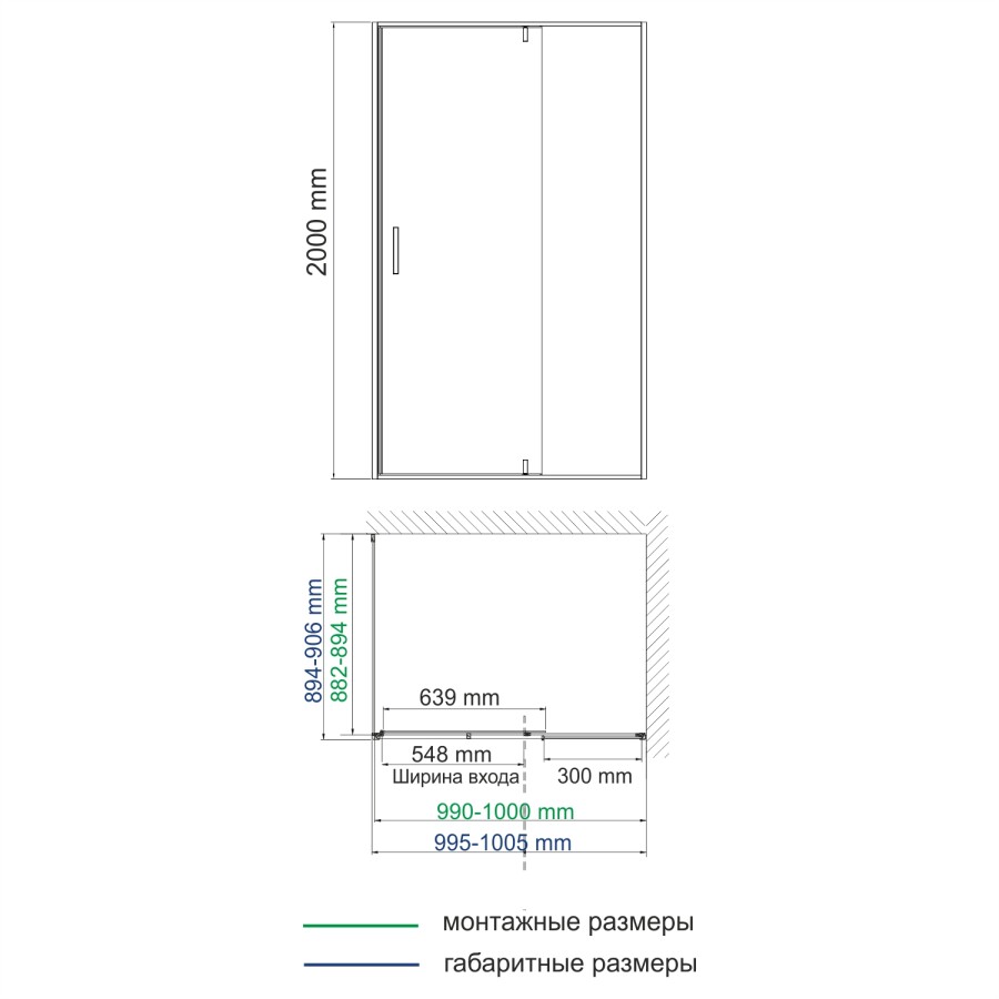 WasserKRAFT Elbe 74P22 душевое ограждение 100*90*200