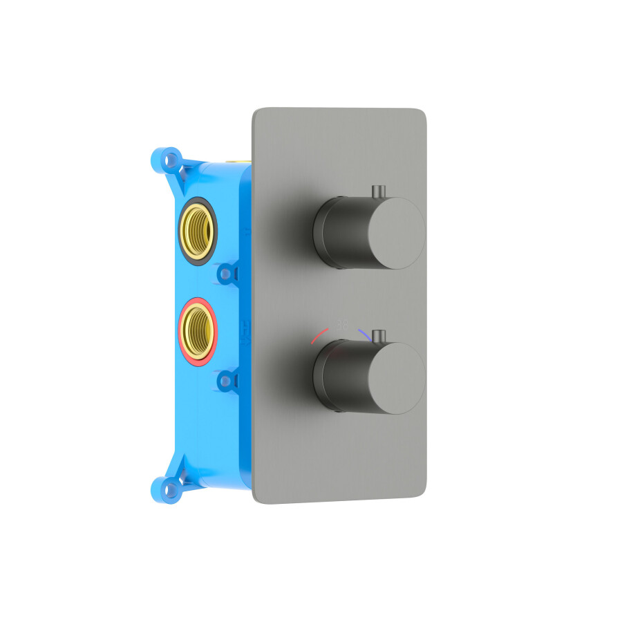 Aquatek Европа AQ1393BGM Термостатический смеситель для ванны 3 режима (внешняя и скрытая часть) Оружейная сталь