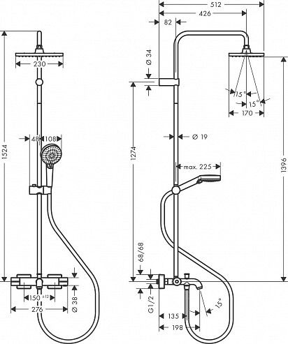 Hansgrohe Vernis Shape 26284000 душевая система с термостатом хром
