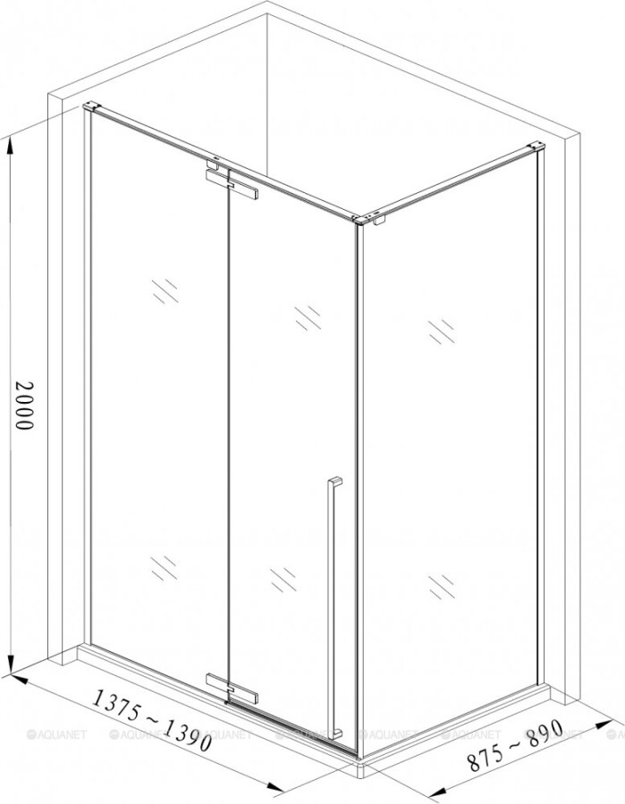 Aquanet Ideal AE-AXC94MB-S-B душевое ограждение 140*90*200