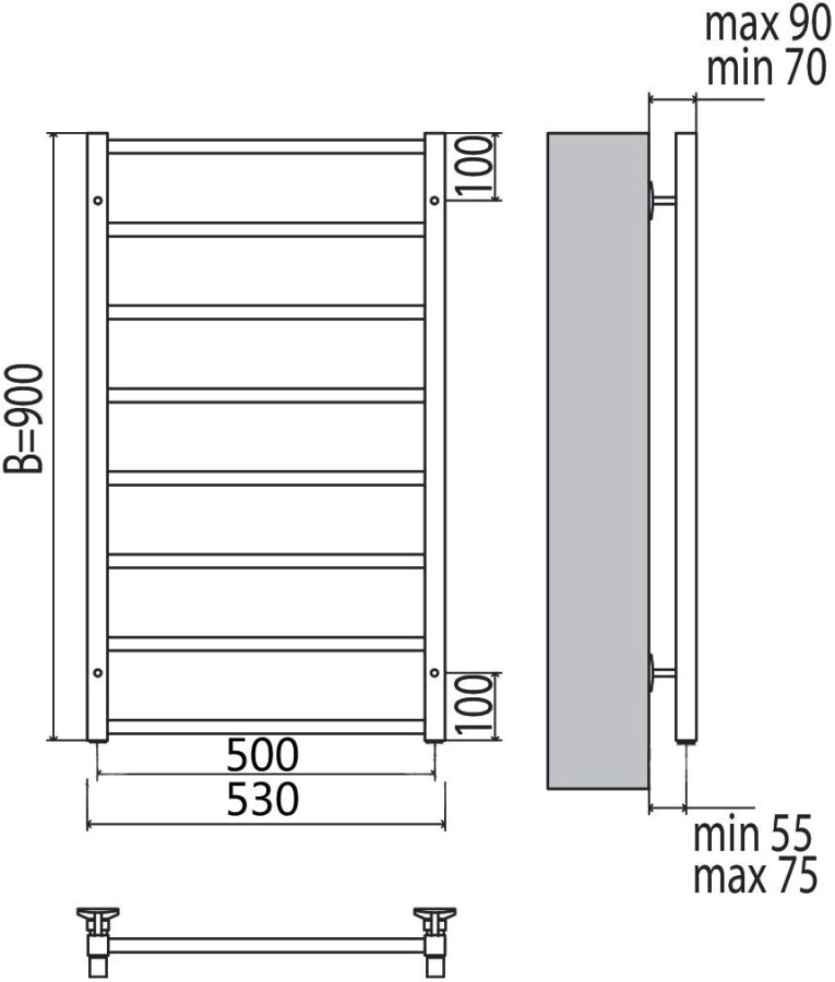 Terminus Контур полотенцесушитель электрический П8 500*900