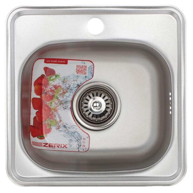 Мойка из нержавеющей стали врезная 38x38 см Zerix Z3838-06-160D ZX3011