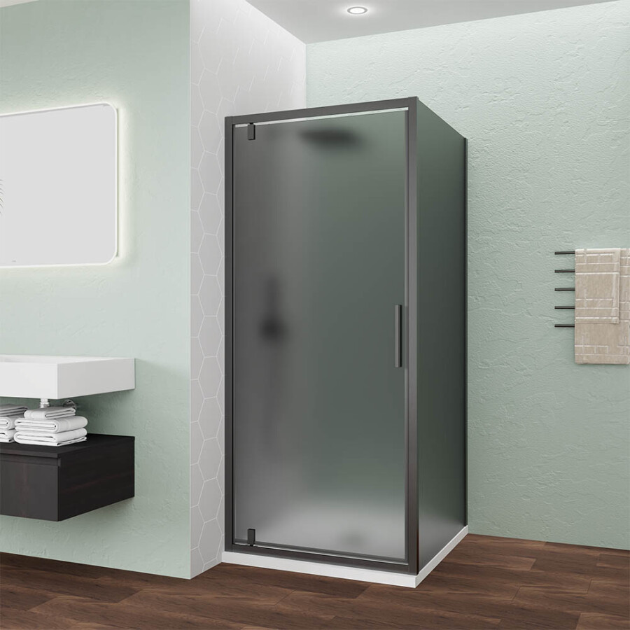 Душевой угол Veconi Ottimo P30SP GR (80×70×190) распашная, профиль брашированный графит, стекло тонированное матовое OP30GR-SP-8070-12-C9