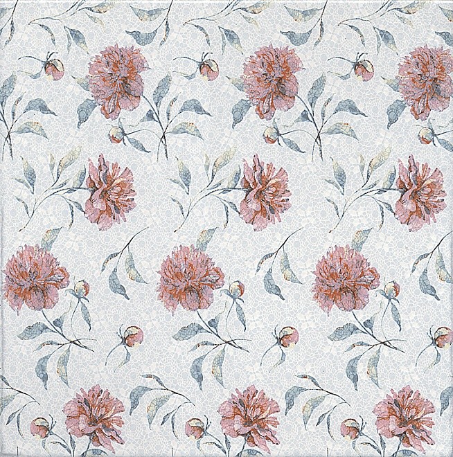 Kerama Marazzi Ковентри 40х40 см плитка напольная светло серая цветы глянцевая