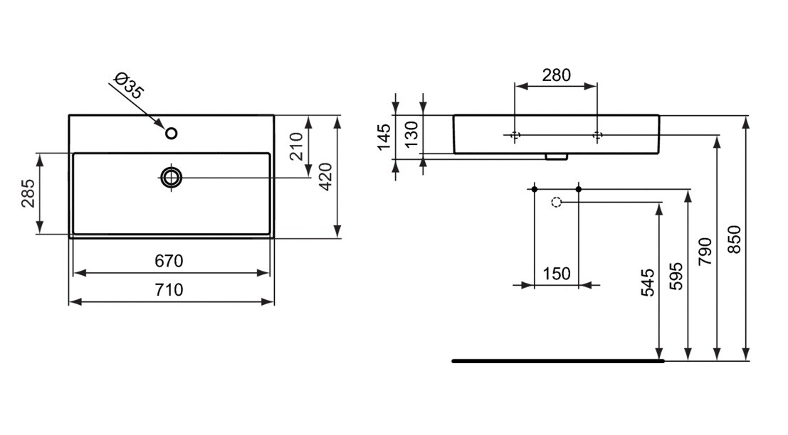 Ideal Standard Strada K078201 умывальник накладной 71 см
