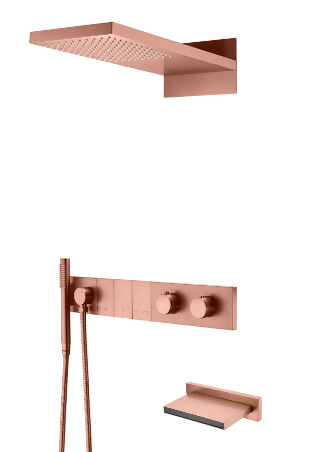 Душевая система трехпозиционная с термостатом и изливом Boheme Zodiac Copper Brushed 133-2-CB