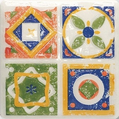 Tubadzin Majolika Quartet 1 11x11 см декор настенный зеленый