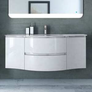 Cezares Vague 140 см bianco lucido тумба с раковиной подвесная