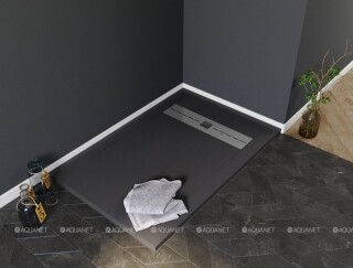 Aquanet Delight 140*80*3 душевой поддон литьевой мрамор черный