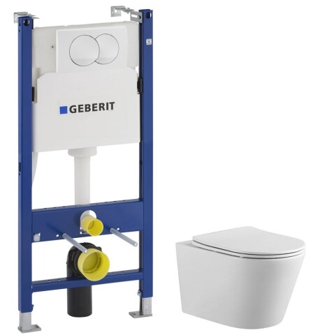Комплект 5 в 1 Aquatek Geberit Set Вега Белый унитаз + инсталляция + крышка