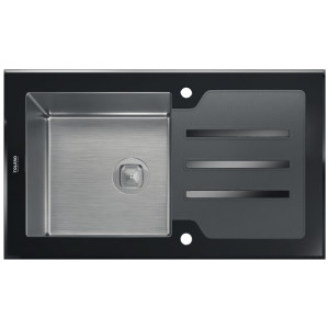 Мойка Tolero Ceramic Glass TG-860 нержавеющая сталь и закаленное стекло черный 50 x 86 см