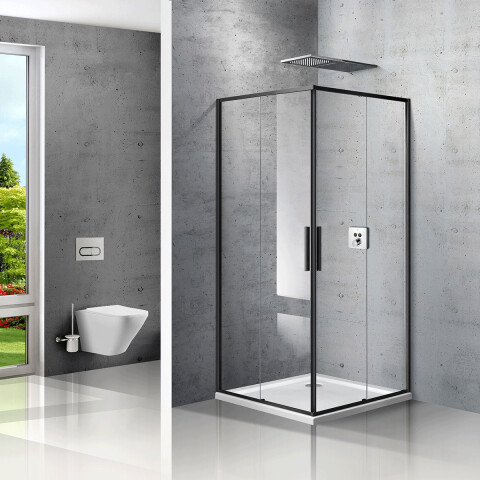Vincea Slim душевой уголок VSS-2SL8010CLB-L 100х80 черный, стекло прозрачное