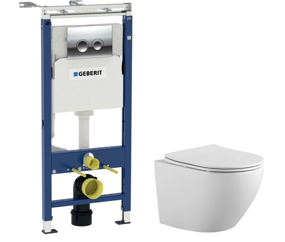 Комплект 5 в 1 Aquatek Geberit Set Европа Хром унитаз + инсталляция + крышка