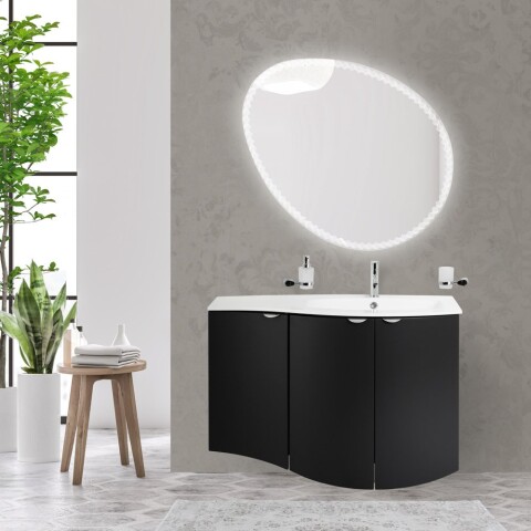 Cezares Rialto 104 тумба с шкафчиком справа, стеклянной раковиной 55171+55174+82408