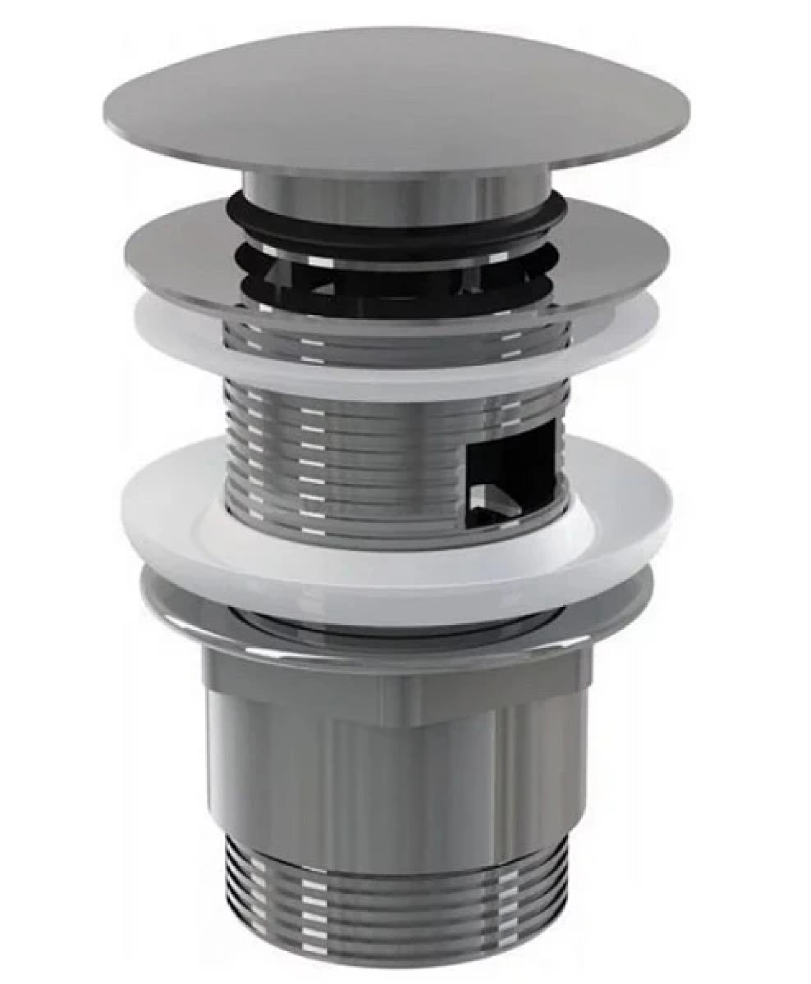 Alca Plast Донный клапан сифона для умывальника Alca Plast click/clack 5/4", цельнометалический, с переливом и малой заглушкой (A39) — купить в Алматы